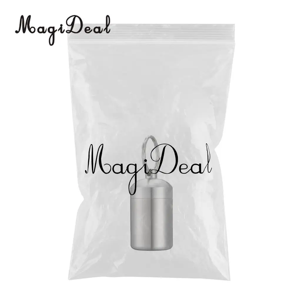 Mini Waterproof Pill Box Case keychain Coin Capsule Storage Bottle Container Stainless Steel for Outdoor Camping Fishing Hiking