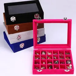 Горячая продажа много вариантов цвета 24 Сетки кольцо коробка ювелирные изделия серьги ожерелья макияж случае чокер Органайзер женские