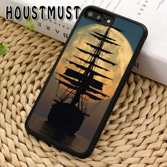 HOUSTMUST старый корабль в море луна ночью чехол Чехол для iPhone 5 5S SE 6 S 7 8 X XR XS max samsung galaxy