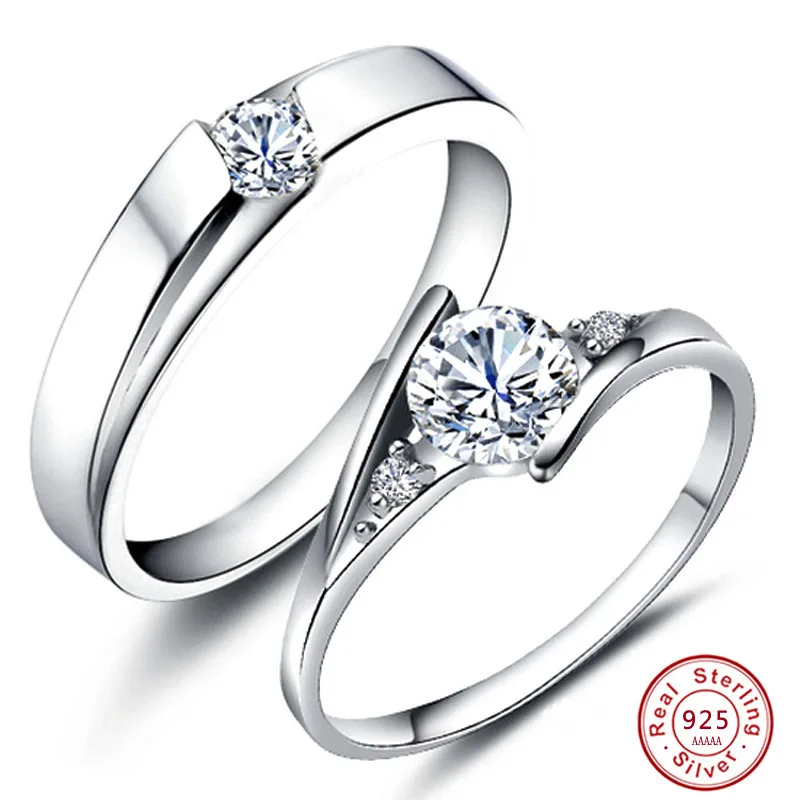 

Exquisite Fashion 925 Silver filled Jewelry crystal Rings for women men Sliver Color AAA CZ lovers Engagement/Wedding rings