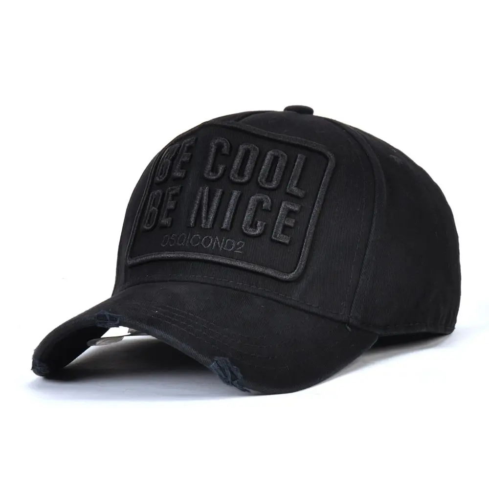 DSQICOND2 черно-белая теннисная палка буквы DSQ, высокое качество, мужская и женская шляпа, индивидуальный дизайн, значок, логотип, шляпа, мужская шляпа s, папа - Цвет: Black and Black