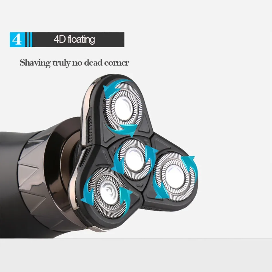 Kemei KM-8863 2 in 1 Washable Rechargeable Electric Shaver 4d Floating Rotary Shaver 4 Electric Shaver Head For Men Face Care
