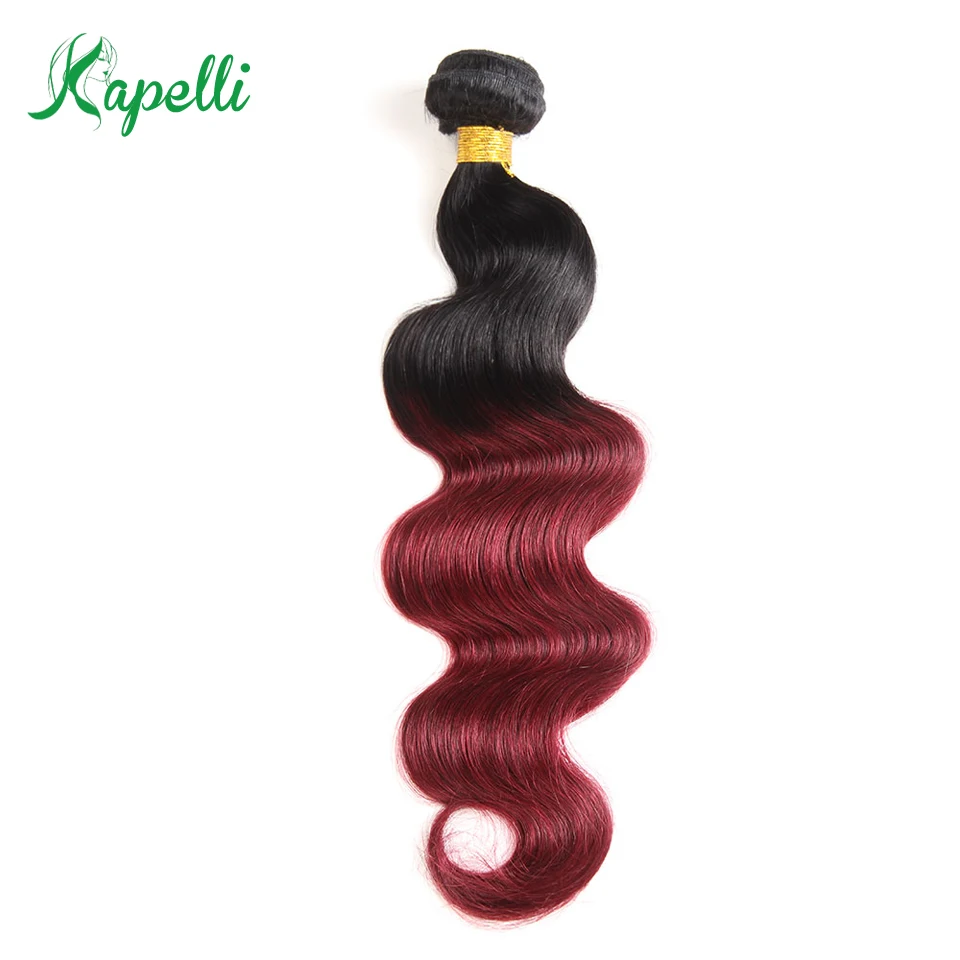 

Kapelli Pre-colored Human Hair Bundles Ombre 1b 99j Black Red Wine Malaysian Body Wave Non-remy Ombre Hair Bundle Weave Burgundy