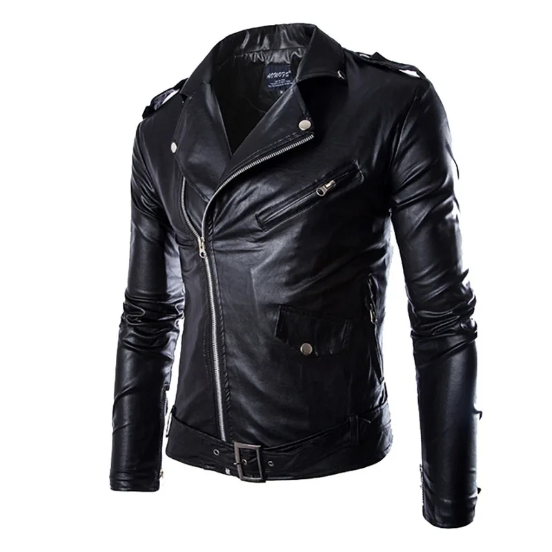 

2018 Black Brand Leather Jacket Men Autumn Casual Zipper Motorcycle Jacket Winter Male Slim Fitness Workout Coat Plus Size
