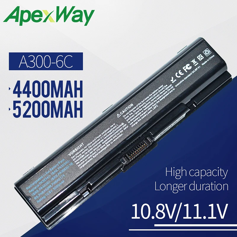 

5200mAh laptop battery for Toshiba PA3534U-1BAS PA3534U-1BRS PA3535U-1BRS PA3682U-1BRS PA3727U-1BRS PABAS098 PABAS173 PABAS174