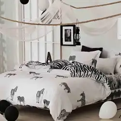 Зебра Полосатая кровать lienes 3D Твин королева двуспальные постельные принадлежности 100% хлопок одеяло/пододеяльник набор квартира/Простыня