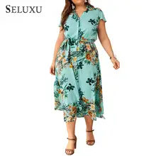 Seluxu 2019 Fashion Plus Size Summer Dress For Women Floral Print Women Shirt Dress Short Sleeveless Summer Shirt Women Dress Seluxu 2019 Fashion Plus Size Summer Dress For Women Floral Print Women Shirt Dress Short Sleeveless Summer Shirt Women Dress