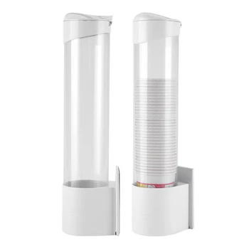 

7.5cm 50Pcs Plastic One Touch Button Paper Cup Holder Rack Paper Cups Dispenser Plastic Holder Self Adhesive Shelf Anti Dust