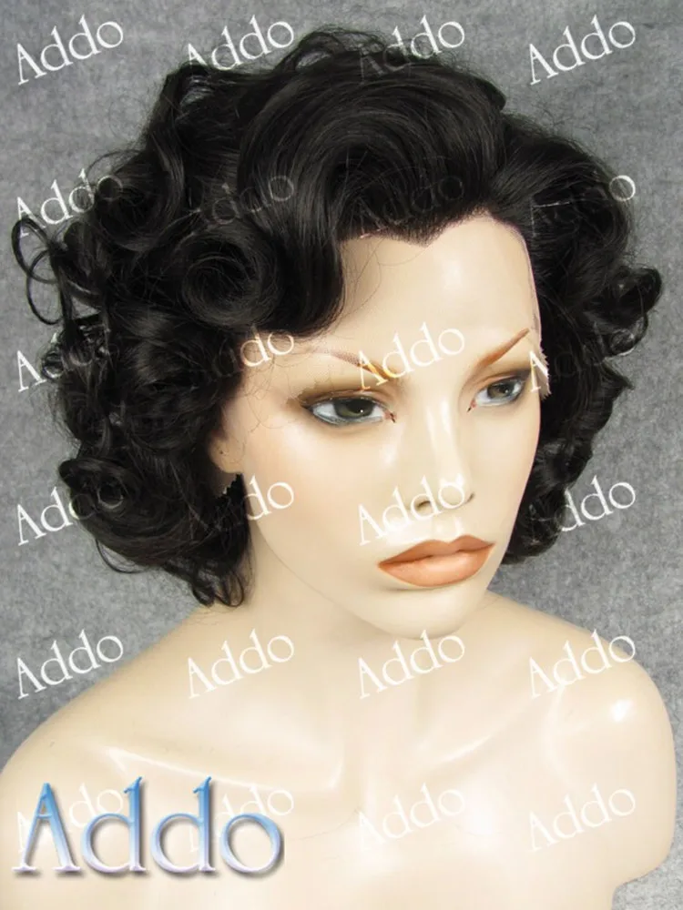 Fashion Natural Black Short Wavy Marilyn Monroe Synthetic Lace Wig
