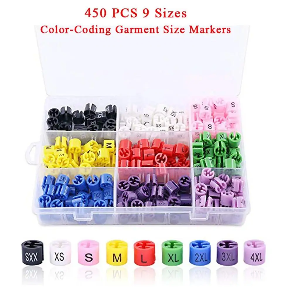 

Super value 450 pcs Plastic Size Marker Divider for Clothes Hanger in separate compartments storage box