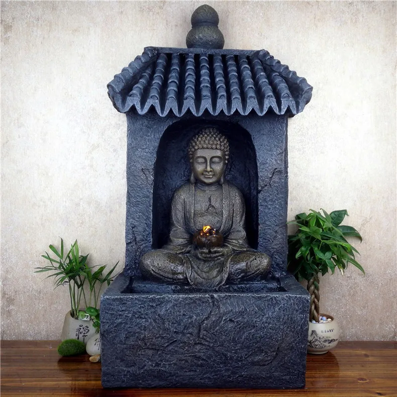

Southeast Asia Creative Resin Buddha Statue Crafts Lucky Fountain Home Living Room Humidifier Feng Shui Decoration