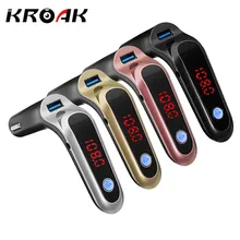 KROAK Wireless Handsfree Bluetooth Car Kit FM Transmitter MP3 Player 12 24V USB Charger Support USB