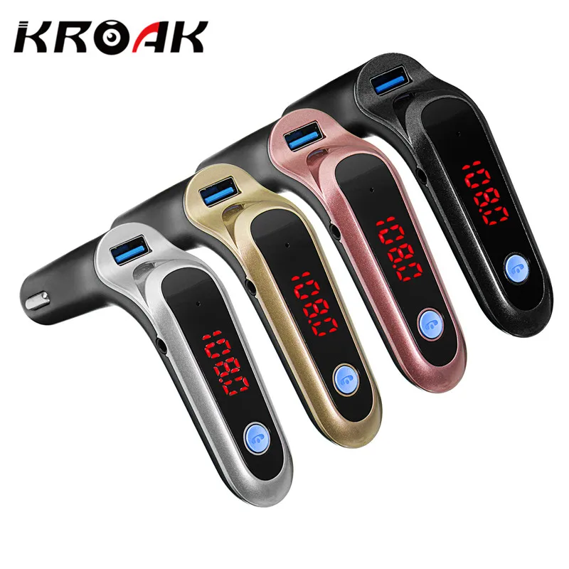 KROAK Wireless font b Handsfree b font Bluetooth Car Kit FM Transmitter MP3 Player 12 24V