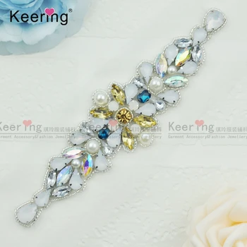 

Keering Fashion Pretty Sparkling Crystal Rhinestone Applique For Bridal Sash WRA-907