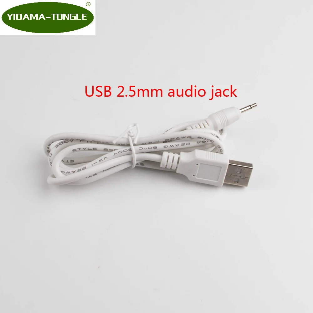 USB to 2.5mm Audio Jack Plug Aux Adapter Stereo cable 100cm length white L shape 2 polesin