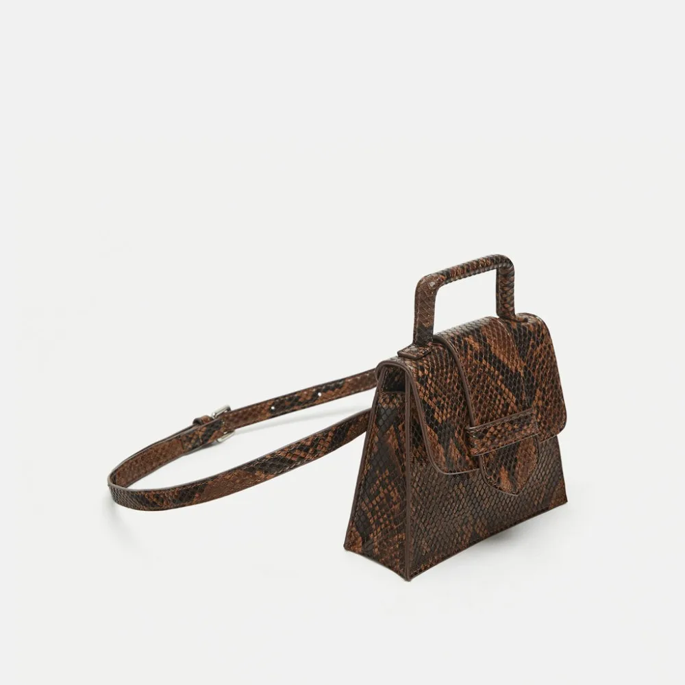 

Women Serpentine Handbag Snake Messenger Bag Female Mini Flop Brand New Lady Shoulder Bag