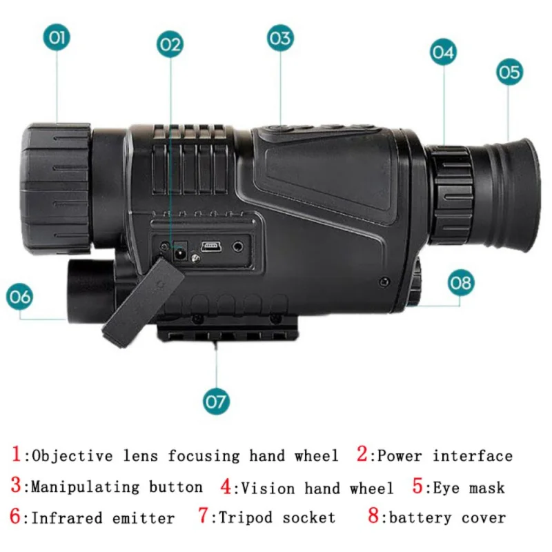 Охота ночного видения оптический монокуляр портативный аккумулятор для работы фото записи видео