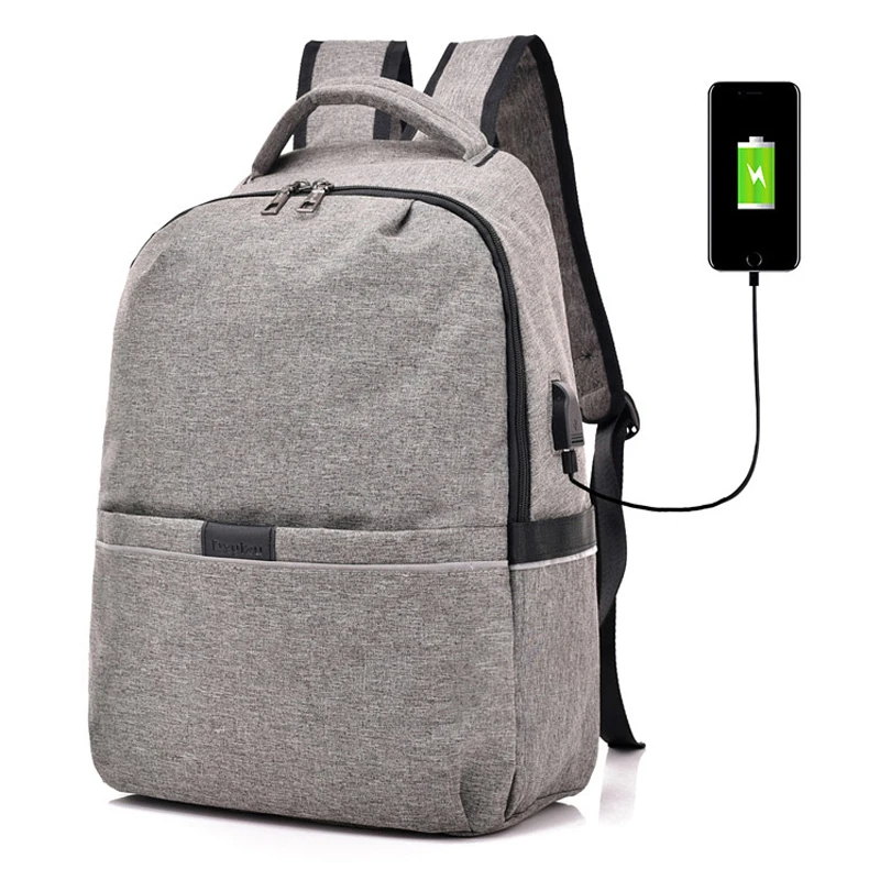 

Fashion Solid Polyester Business Male Backpack For College Students USB Charging Laptop Bag Casual Men's Travel Backpack Bags