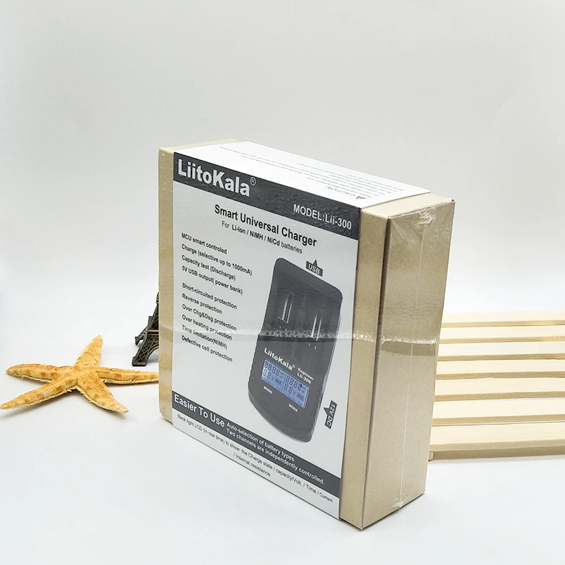 NEW LiitoKala Lii-300 LCD 18650 Charger  Display Battery capacity test 18650 battery charger ( lii300+12V1.5A adapter+CAR)