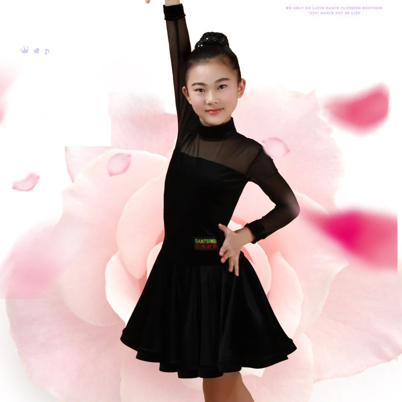 Professional Latin Dance Dress Of Girl Rumba Cha Samba Red Green Pink Children Princess Stage Dancing Costume Dresses | Тематическая