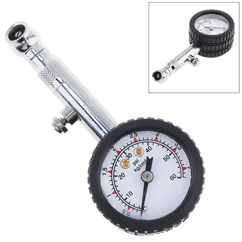 

Truck Car Motocycle Tyre Pressure Gauge Air Dial Large Metal Tester 45*29*105mm 0-60PSI Useful