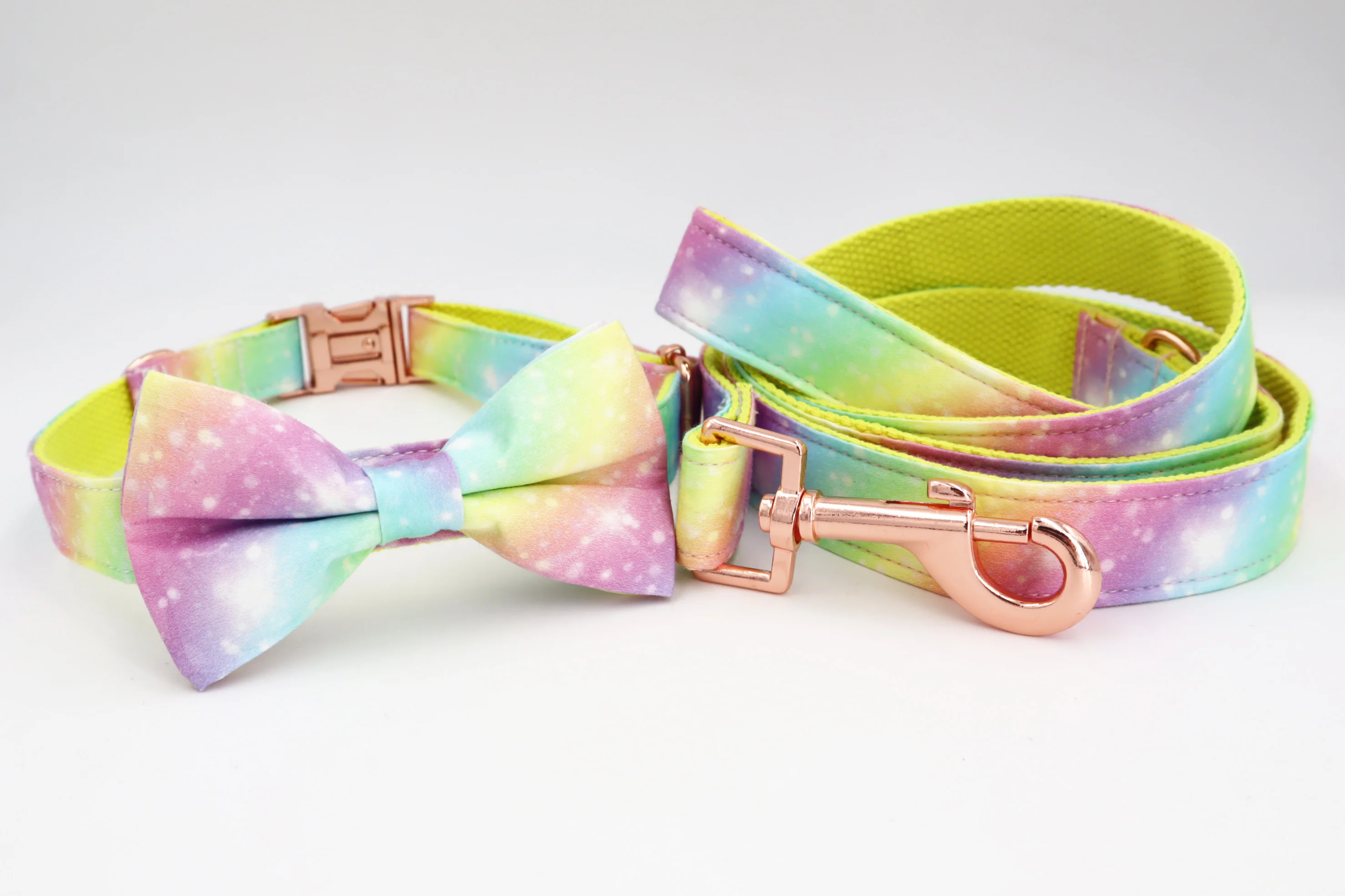 rainbow Dog Collar Bow Tie with Metal Buckle Big and Small Dog&Cat Collar Pet Accessories