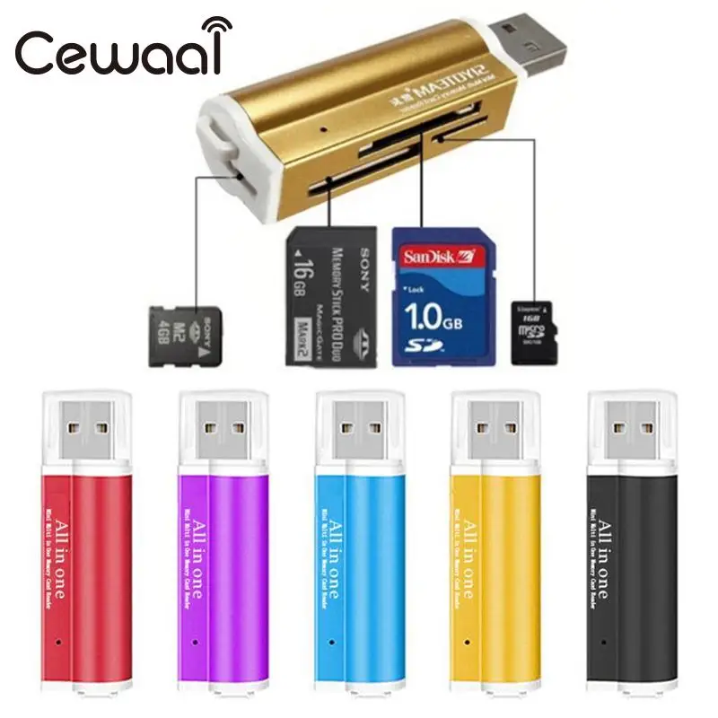 CEWAAL Card Reader адаптер все в одном многофункциональный памяти Высокое Скорость USB2.0 SD/TF/MS/MMC