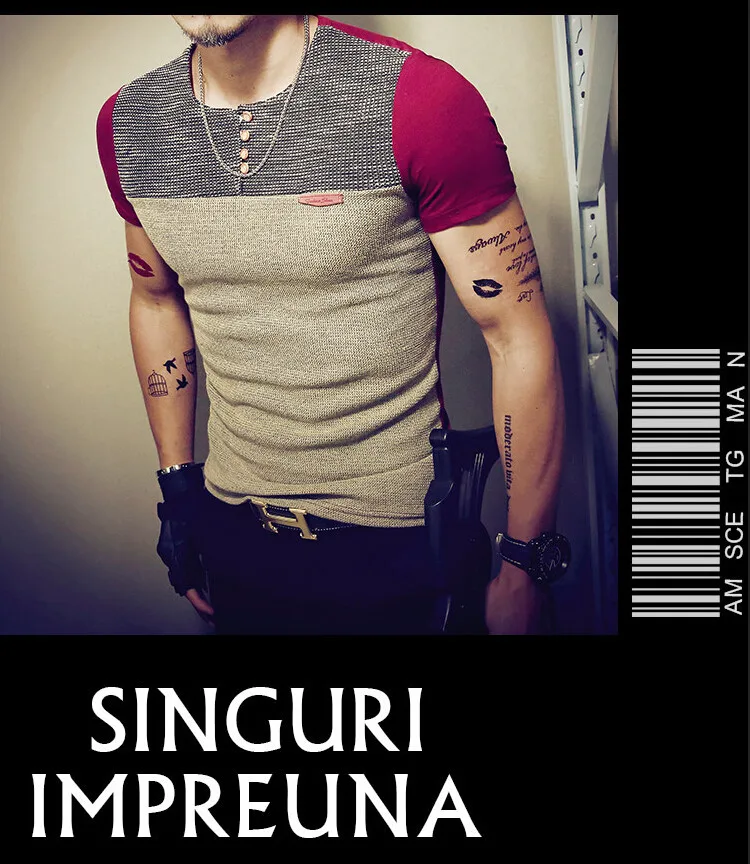 2019 Summer Fashion Mens T Shirt Casual Patchwork Short Sleeve Men T-Shirt Mens Clothing Casual Slim Fit Hip-Hop Top Tees 5XL -