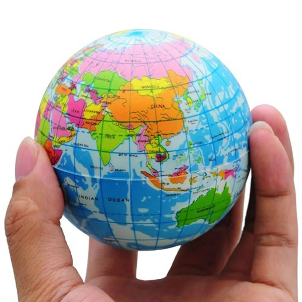 12 WORLD GLOBE MAP BOUNCE BALLS novelty squeeze novelty toy bouncing play ball 