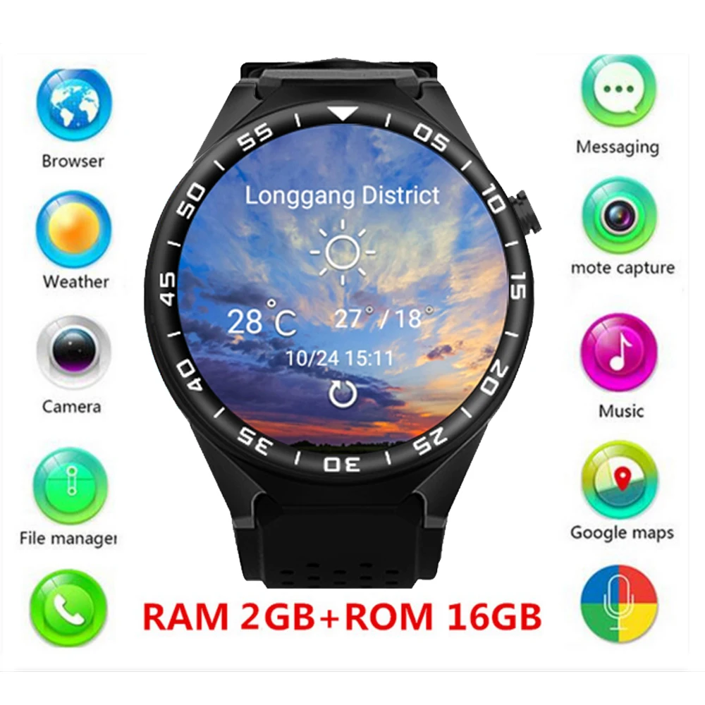 

ZGPAX 1.39'' IPS Touch Android 5.1 OS MT6580 Quad-core GSM 3G Smart Watch 16G ROM WiFi GPS 2.0MP Camera Bluetooth 4.0.