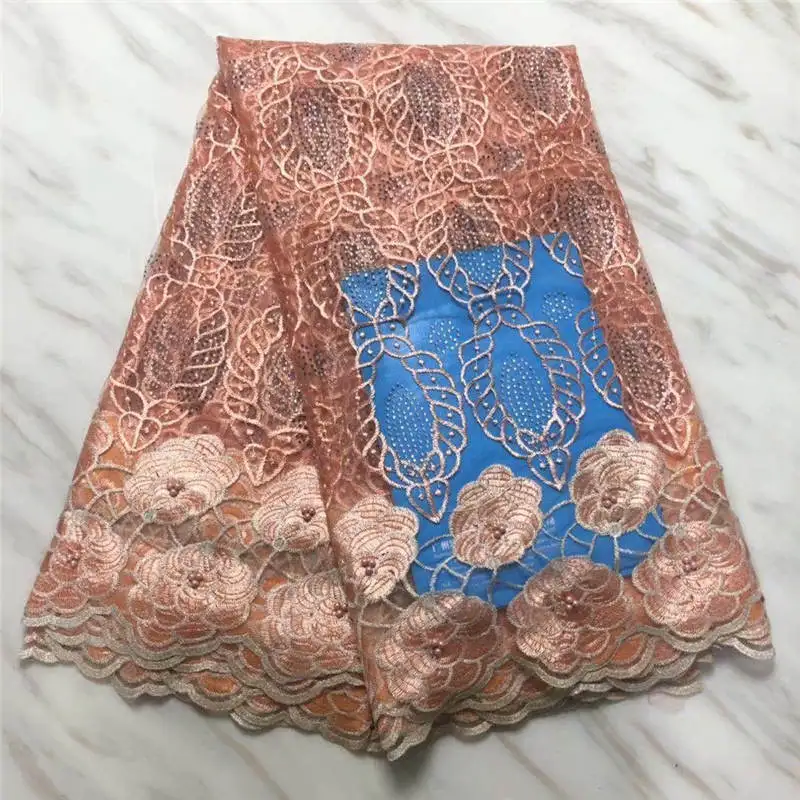 

PL!African Lace Fabric 2019 Embroidered Nigerian Stones Laces Fabric High Quality French Tulle Lace Fabric For Women ! P60409