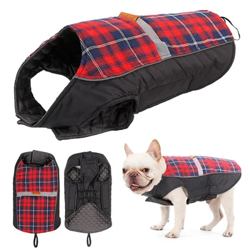 

Dog Clothing Warm Winter Dog Clothes for Small Medium Large Dogs Reflective Hair Free Puppy Jacket Elastic Chest Pet Coat Plaid