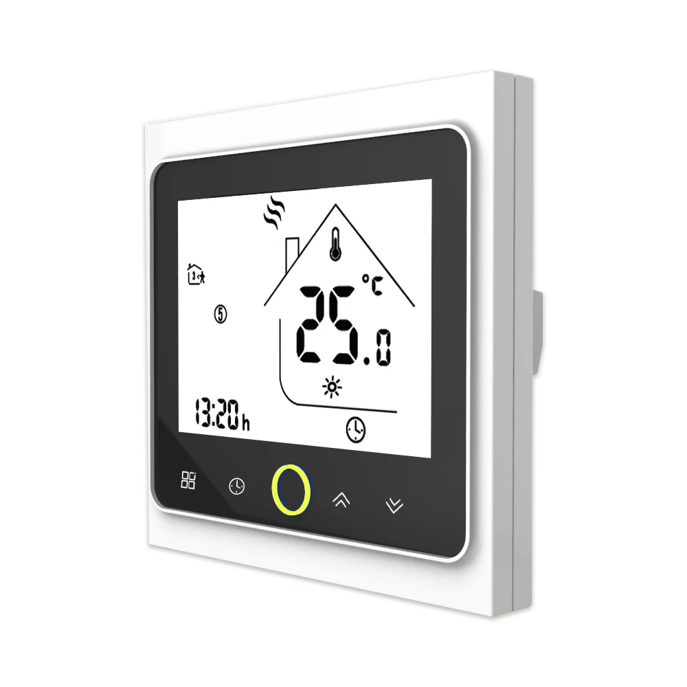 Программируемый термостат 3A газовый котел нагревательный термостат lcd сенсорный экран терморегулятор теплый домашний комнатный регулятор температуры - Цвет: Front black and whit