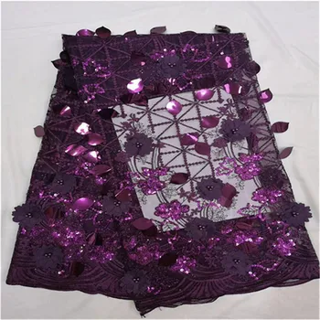 

Sequins Lace Fabric beads 3d High Quality African Evening Dress Fabrics New Nigeria Sequined Embroidered Mesh Net Lace Fabric