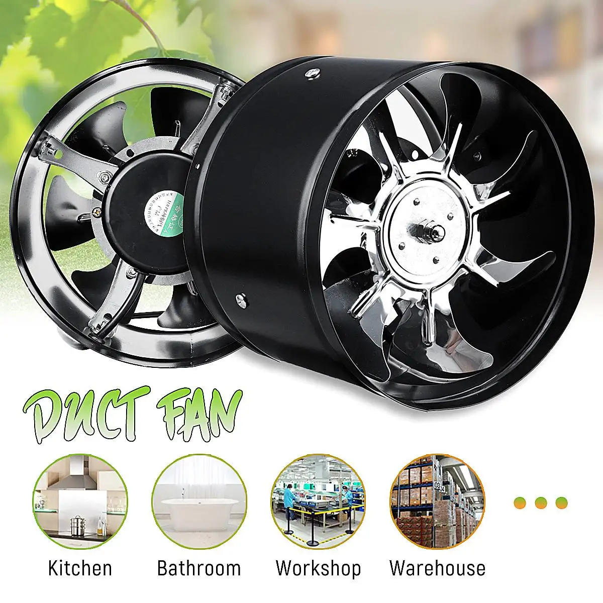 

Inline Duct Booster Exhaust Fan Factory exhaust fan 8'' Intake Out-Take Ventilation Fan Anti-rusting window exhauster