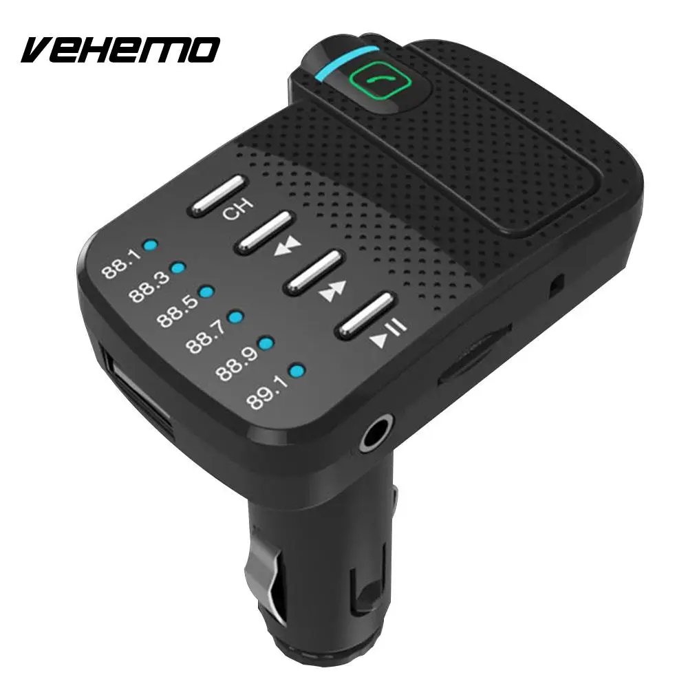 Vehemo 5V/2.1A Car Charger Truck Car Bluetooth Mp3 Wireless Cigarette Charger FM Transmitter AUX Input