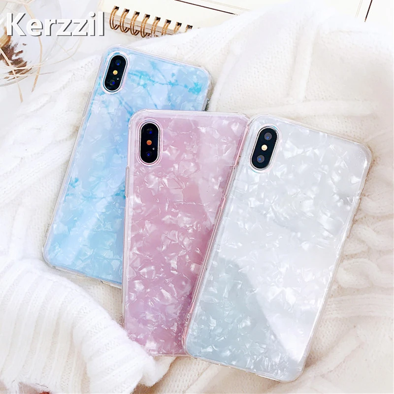 Роскошный чехол Kerzzil Blue Ray раковины для iPhone 7 8 Plus жесткие чехлы телефона из