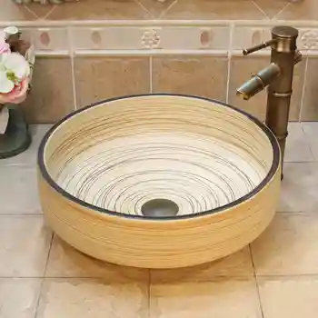 

Porcelain China vessel sink Handmade Ceramic wash basin Lavobo Round Countertop bathroom sink ceramic round sink