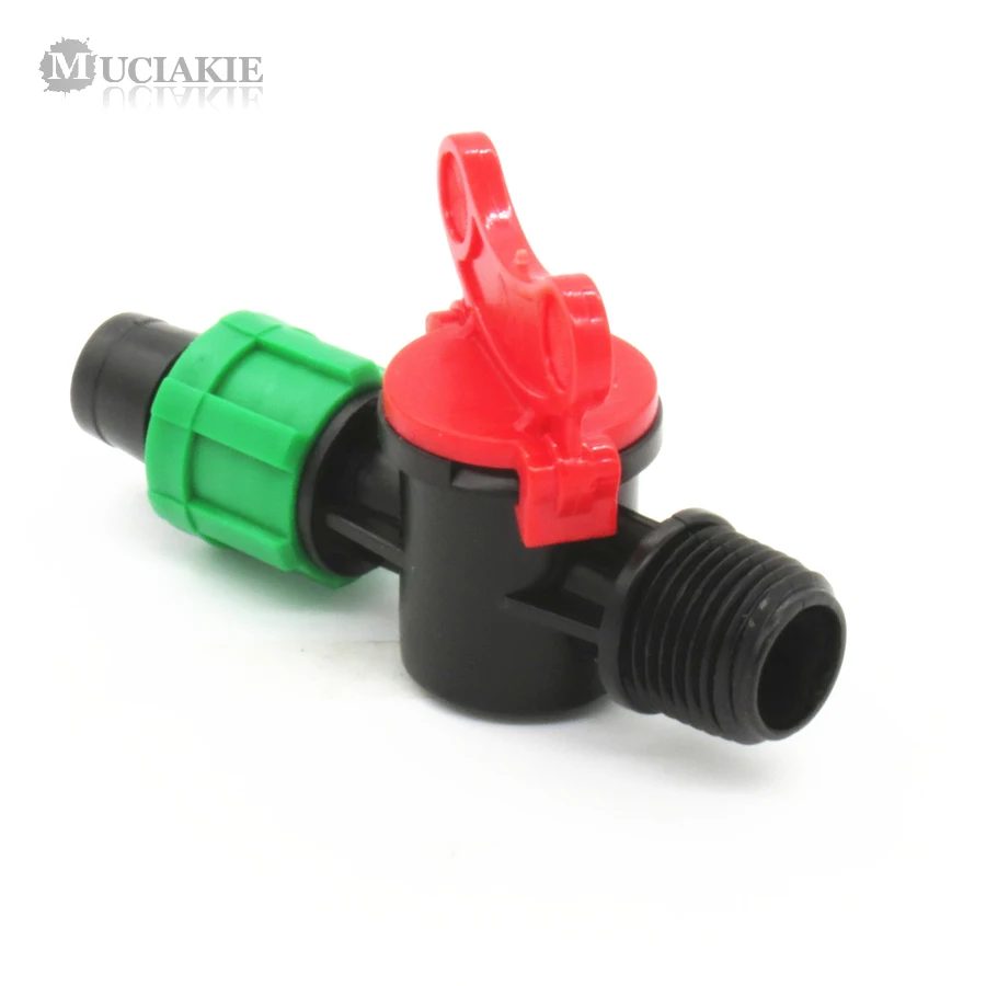 MUCIAKIE 1 шт. 5/8 ''Loc разъем для капельной ленты x 1/2'' папа с красной ручкой