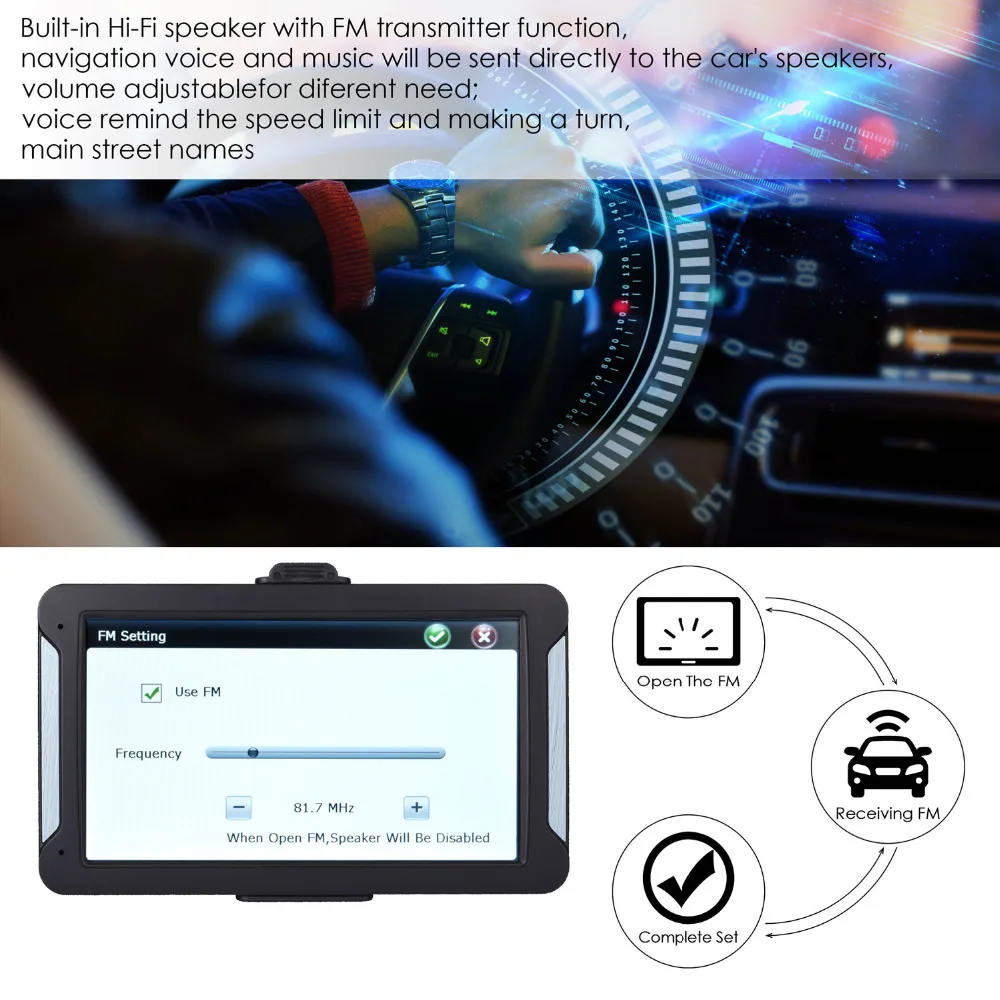 7 дюймовый HD Автомобильный GPS навигатор FM 8G 256 МБ или 128 Мб новейшая Карта Европы