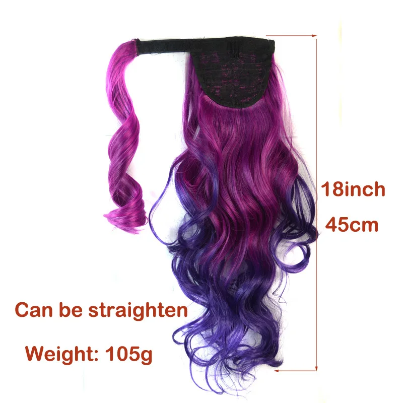 Rabo de Cavalo Envoltório em Torno do Cabelo Ondulado da Extensão do Rabo de Cavalo Jeedou Sintético Ondulado Extensão do 45cm Balayage Ombre Cor Bagunçado Estilo Boêmio da 8 Rabos de cavalo sintético