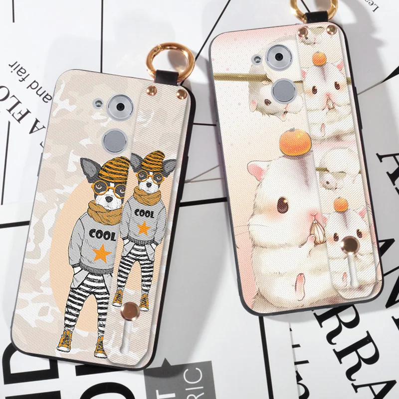 

Hand Strap Case For Huawei Honor 4C 5C 6C Pro GR3 GT3 3D Frosted Cute Dog Back Cover For Huawei Mate 7 8 9 Pro Fashion case