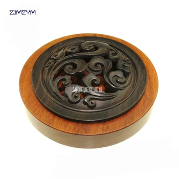 

Incense box Red gem set with ebony hollow carved disc mahogany ornaments