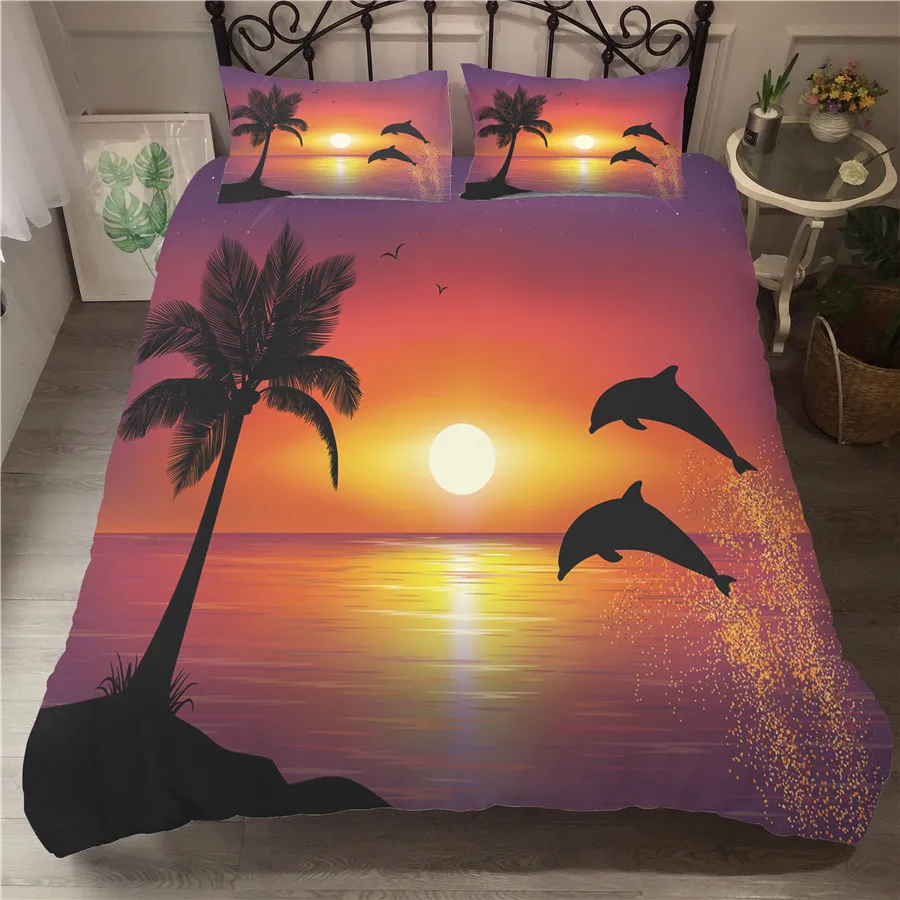 

A Bedding Set 3D Printed Duvet Cover Bed Set Sea Dolphin Home Textiles for Adults Bedclothes with Pillowcase #HT01