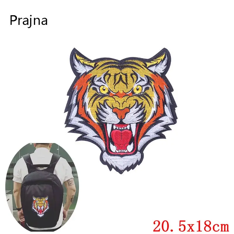 

Prajna Large Tiger Patch Iron On Sew On patches For Clothing Embroidered Clothes Animal Motifs Hotfix Appliques For Garment