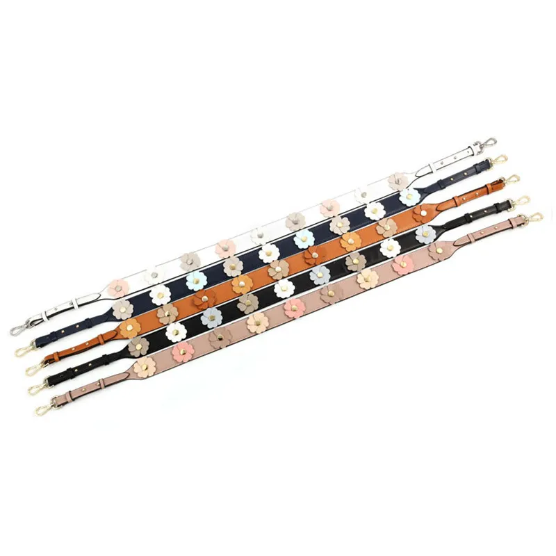 Colorful Bag Strap Cowhide Leather Crossbody Shoulder Strap Flower Rivets Handbag Accessories Adjustable Bag Straps Belt For Bag