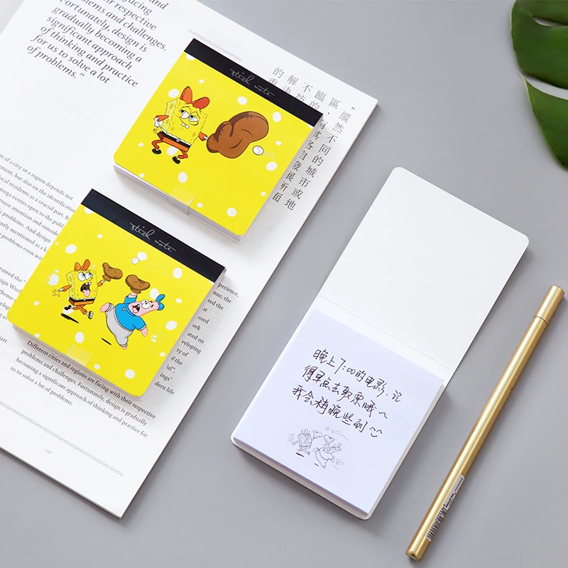 

Memo Pads white / yellow color inner page cartoon pattern printed on every page self-adhesive note 80 sheets 3*3inch 3*4inch