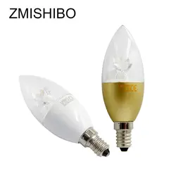 ZMISHIBO Одежда высшего качества светодио дный свечки C37 110-240 V E14 удара 5 W с объективом Прозрачная крышка Белый Золотой тела без мерцания для