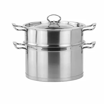 

Stainless steel European right angle steamer Thickened non-magnetic double bottom double steaming pot