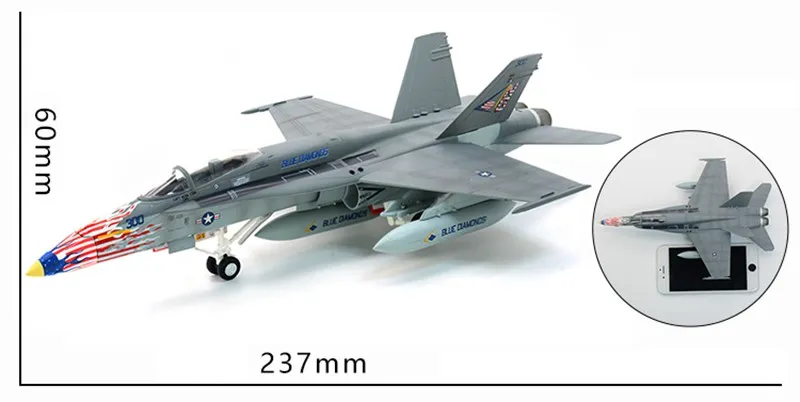 1: 72 F/A-18 Hornet VFA-146 Синие Бриллианты Многоуровневая Боевая струя Предварительно Построенная хобби Коллекционная авиационная готовая пластиковая модель